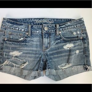 American Eagle denim shorts. Size 4. Distressed